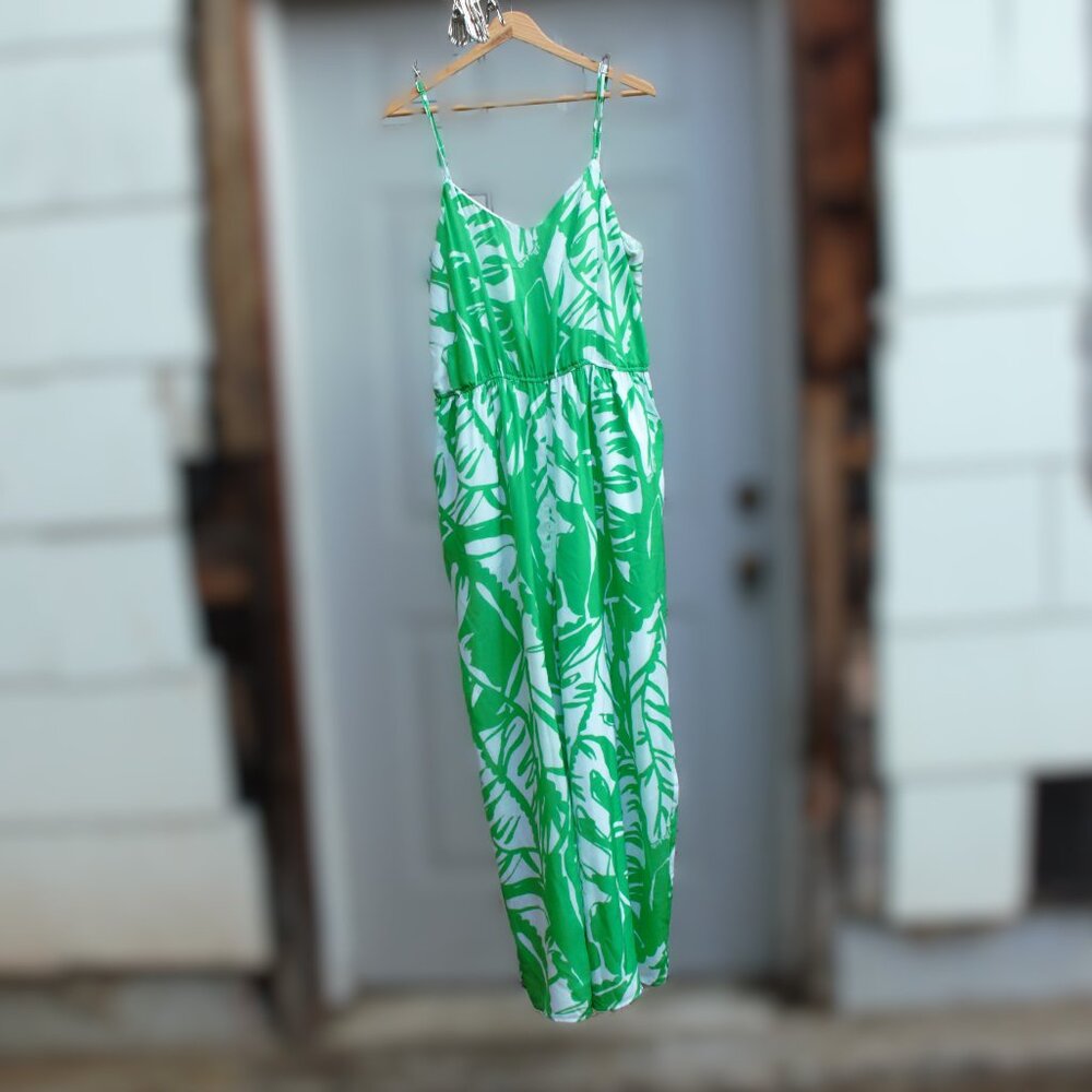 Lilly Pulitzer for Target Green and White Botanical Print Jumpsuit XL
